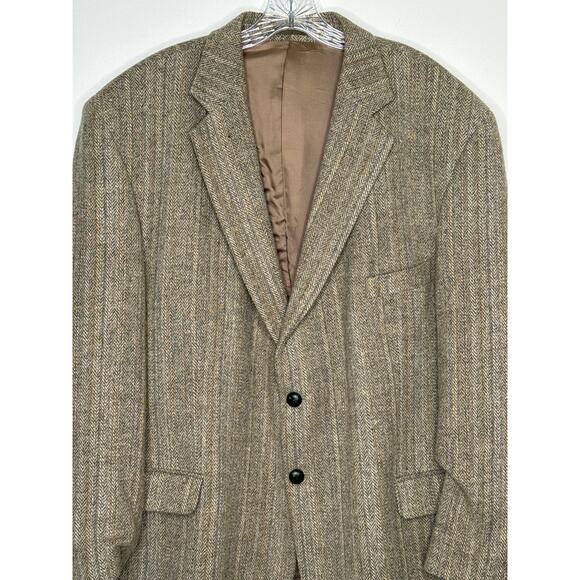 Vintage 70's Triona Design Donegal Handwoven Herringborn Tweed Wool Blazer 52R - Picture 4 of 14